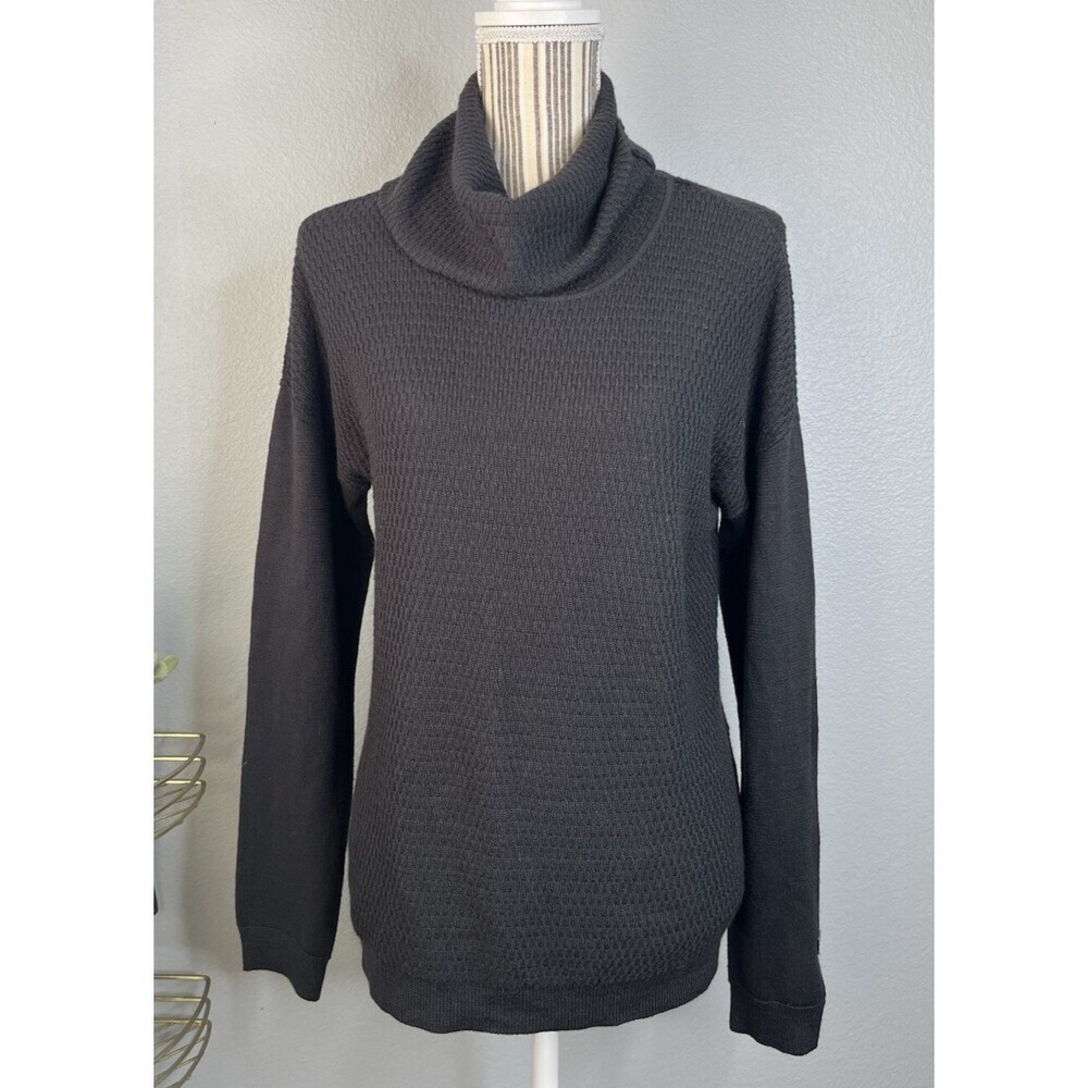 Kuhl Solace Sweater Medium Cowl Neck Merino Wool Acrylic Blend Gray Textured